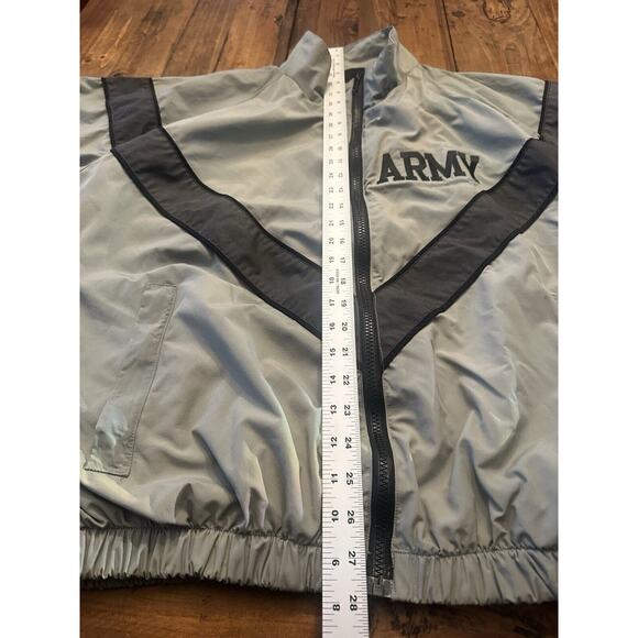 Vintage Army Windbreaker Jacket Track Grey Size Medium Full Zip Pockets Vents - Picture 10 of 14